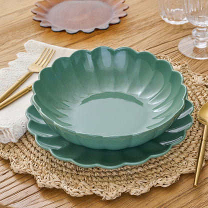 Seagrass Scalloped Serving Bowl shown on table