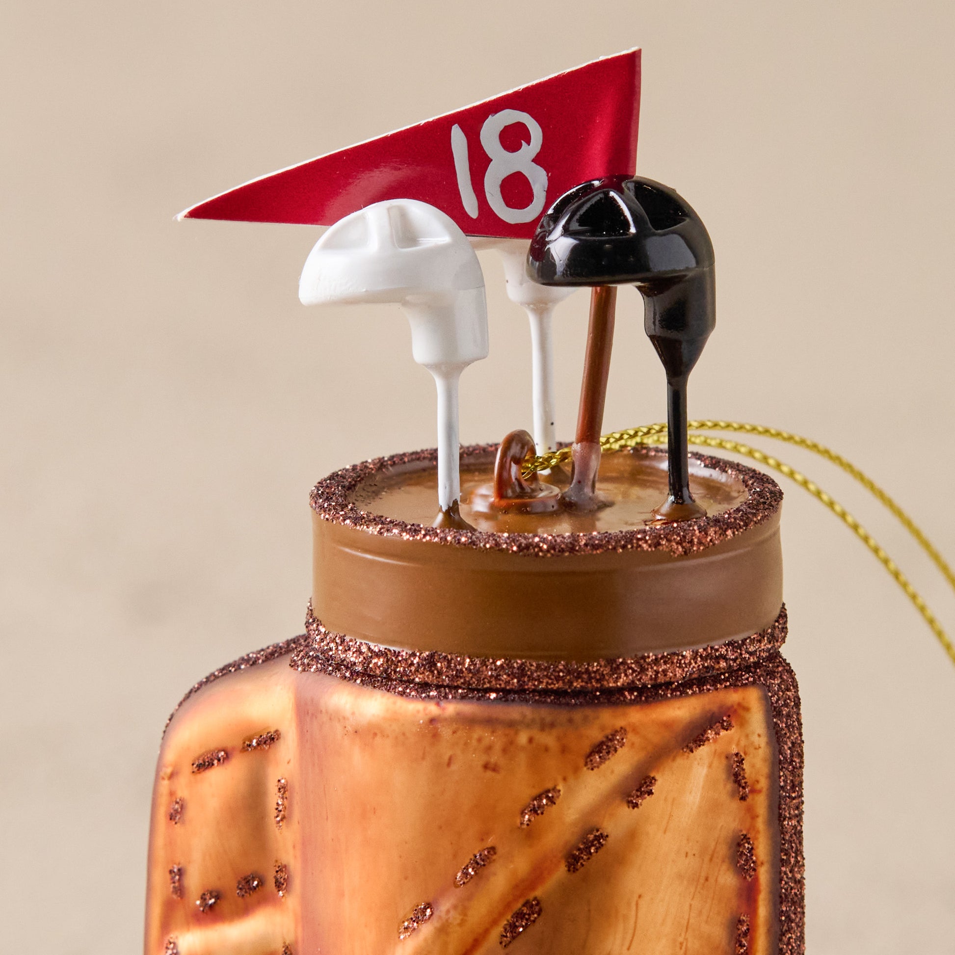 Glass Golf Bag Ornament up close