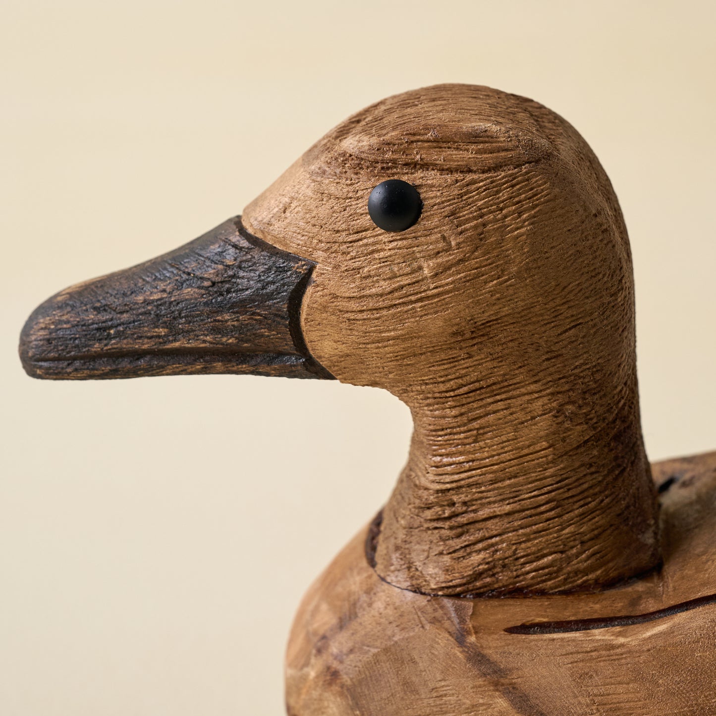 Decorative Carved Wooden Duck close up view