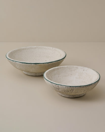 Small and Large Lane Green Rimmed Decorative Bowls