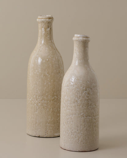 Cream Crackle Bottle Vases