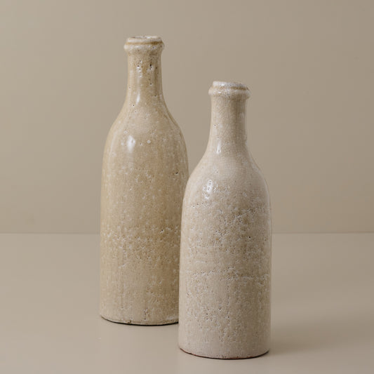Cream Crackle Bottle Vases