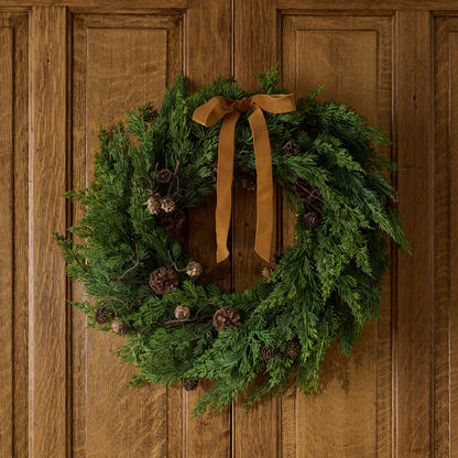 Real Touch Maeve Pine Wreath with a bow