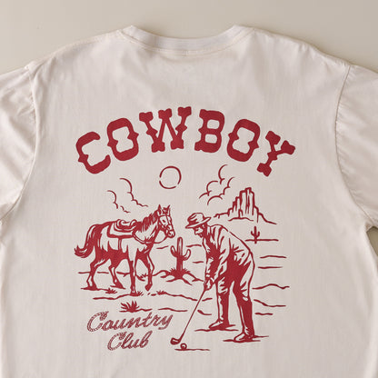 Cowboy Country Club Teeing Off Tan Shirt back