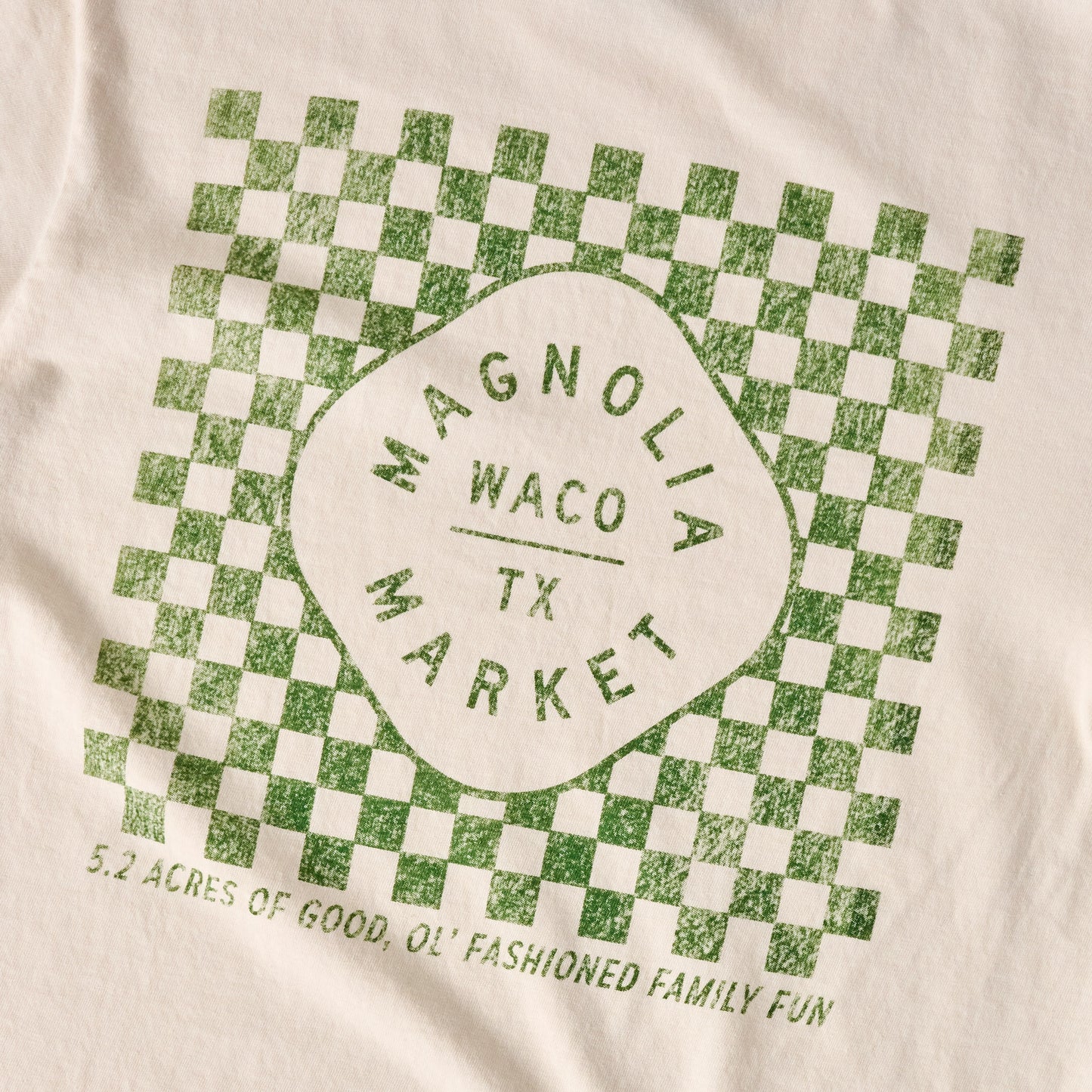 Back of Checkered Magnolia Ivory Shirt close up