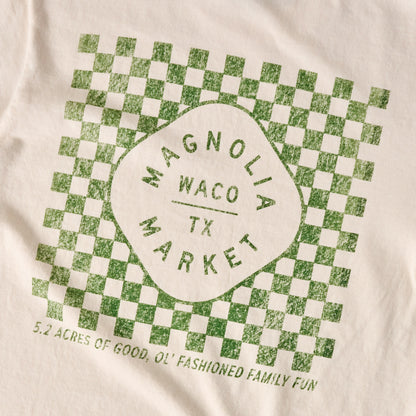 Back of Checkered Magnolia Ivory Shirt close up