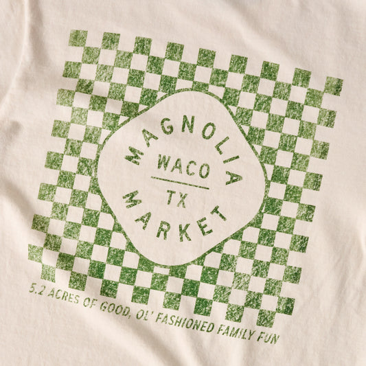 Back of Checkered Magnolia Ivory Shirt close up