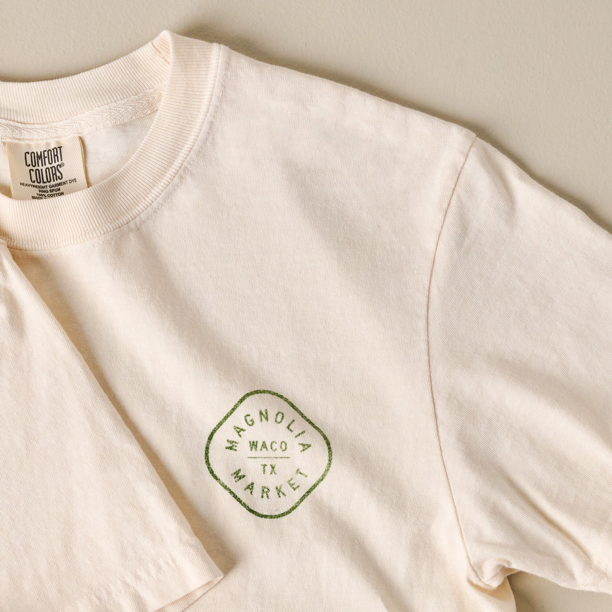Front of Checkered Magnolia Ivory Shirt close up