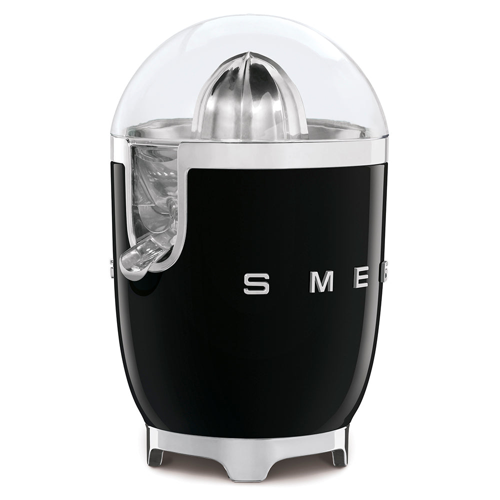 Smeg Citrus Juicer in black showing juice spout