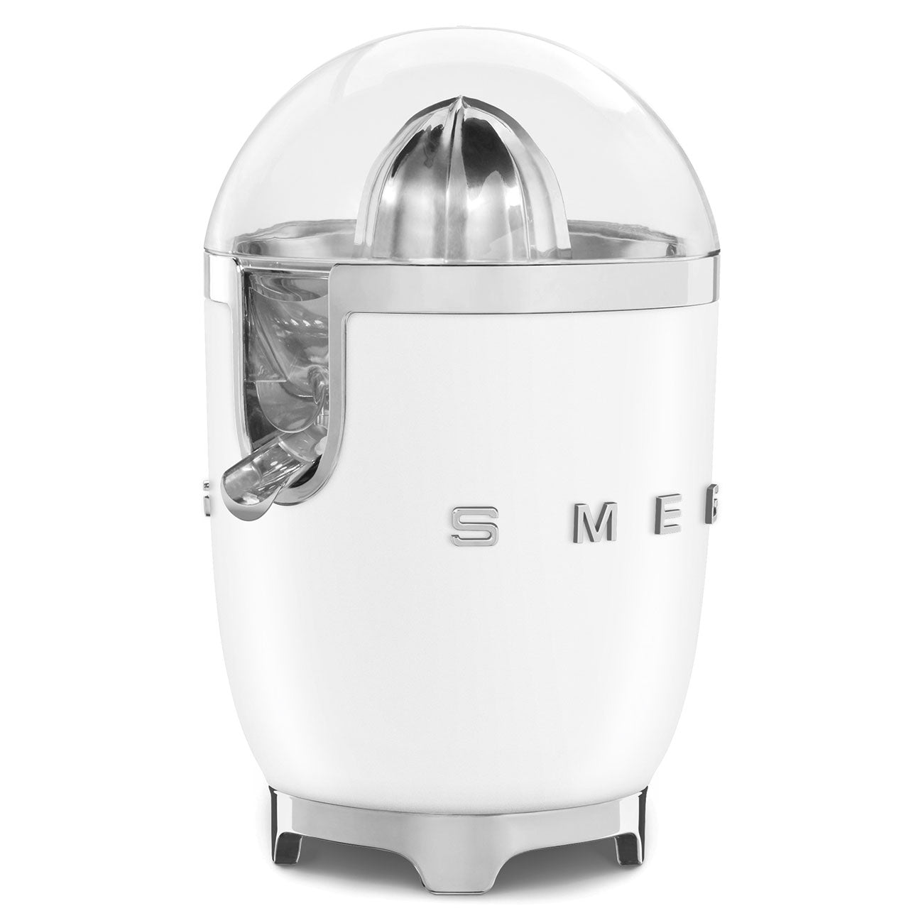 Smeg Citrus Juicer in white showing juice spout