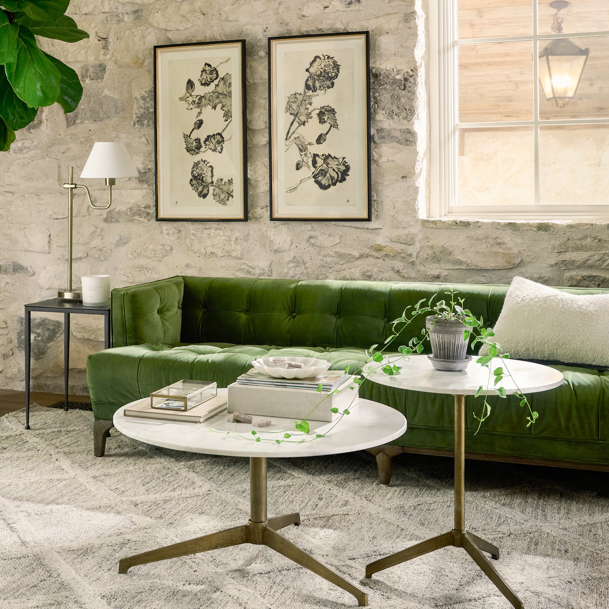 Elsie Sofa in olive in a room