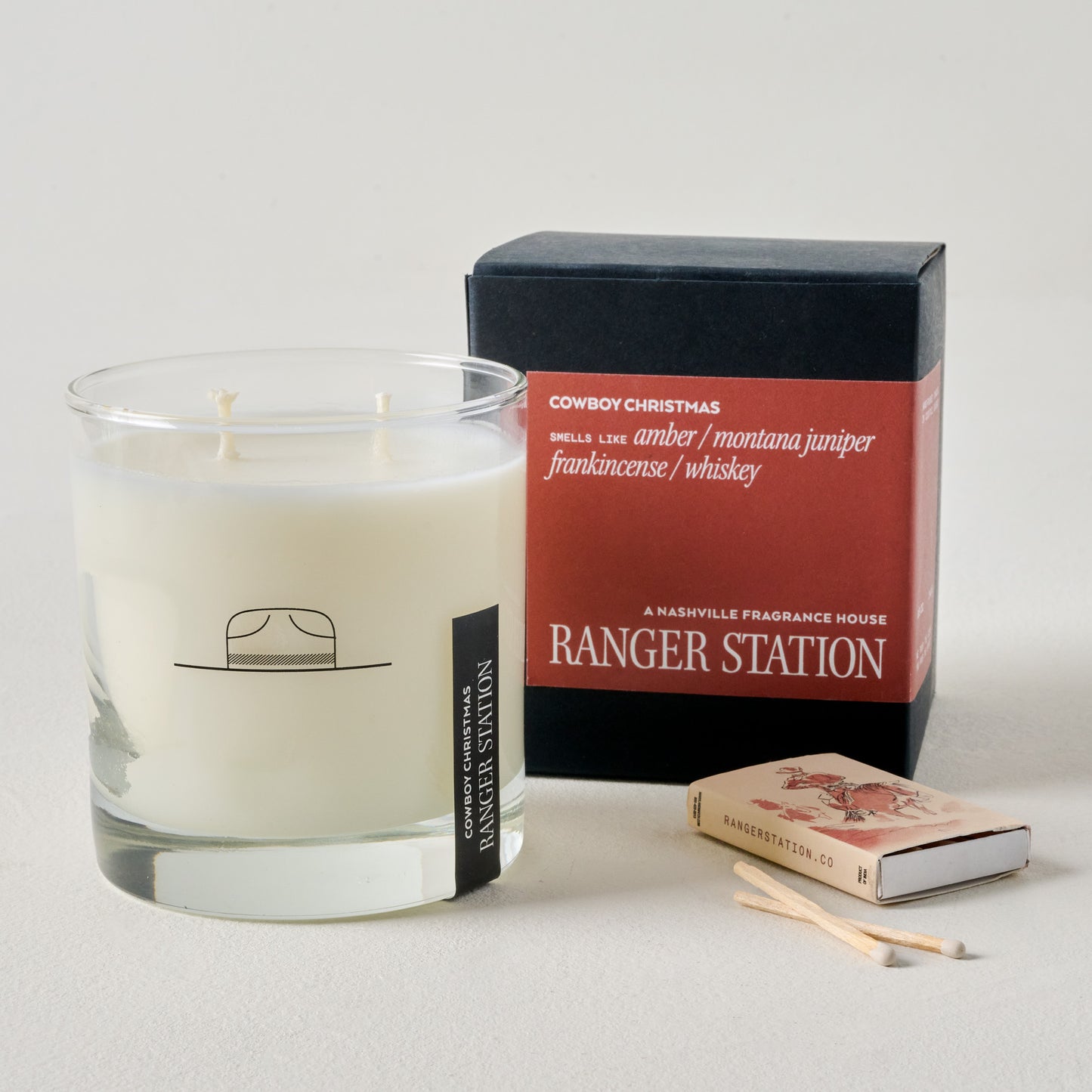 Ranger Station Cowboy Christmas Candle