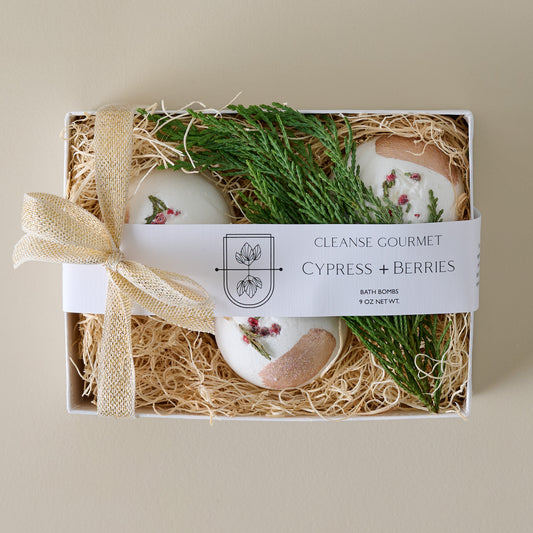 Cypress and Red Berries Bath Bomb Box