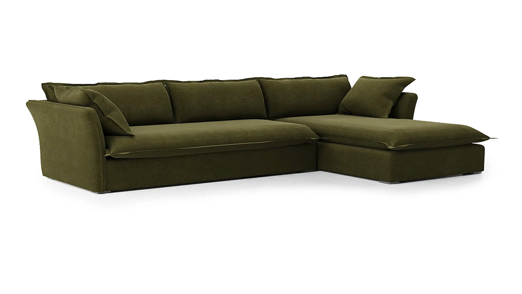 green chaise sectional