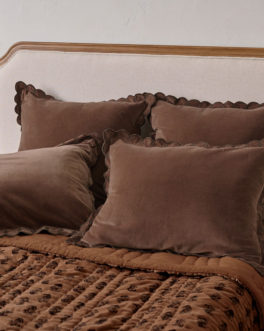 Chestnut Velvet Scallop Edge Sham