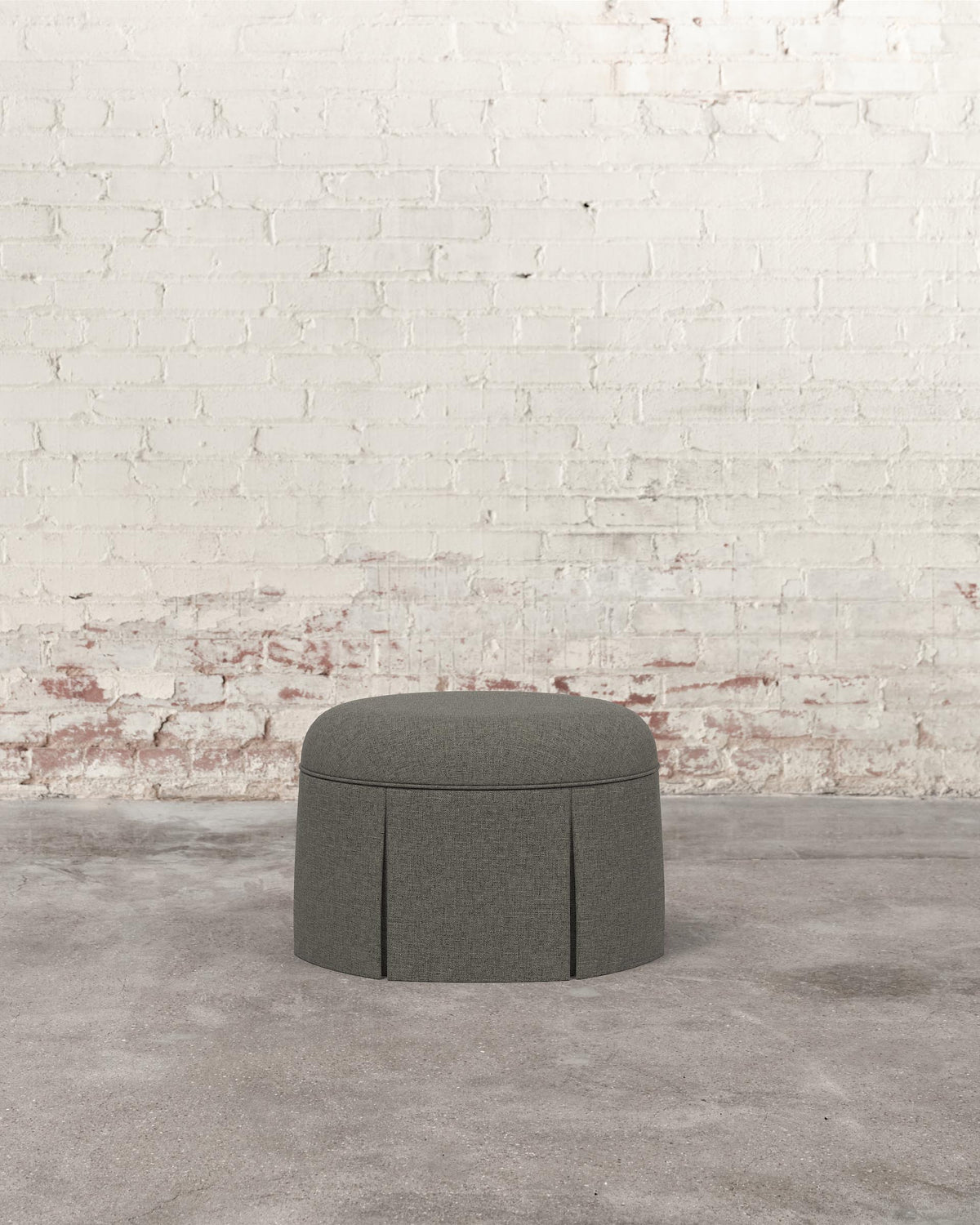 Constance Ottoman in Charcoal Textured Linen