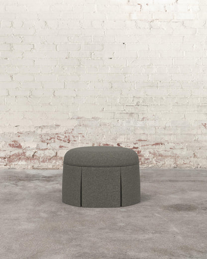 Constance Ottoman in Charcoal Textured Linen
