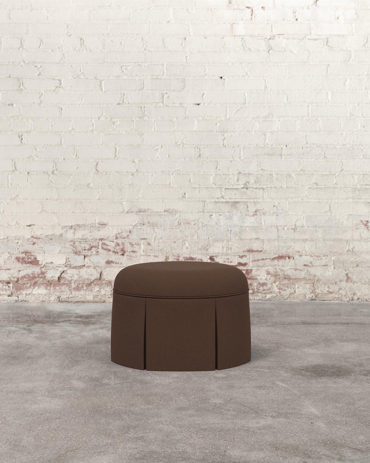 Constance Ottoman in Chocolate Linen