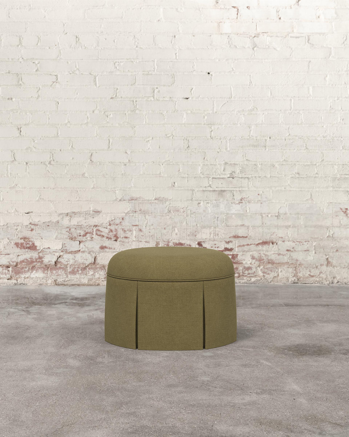 Constance Ottoman in Olive Classic Linen