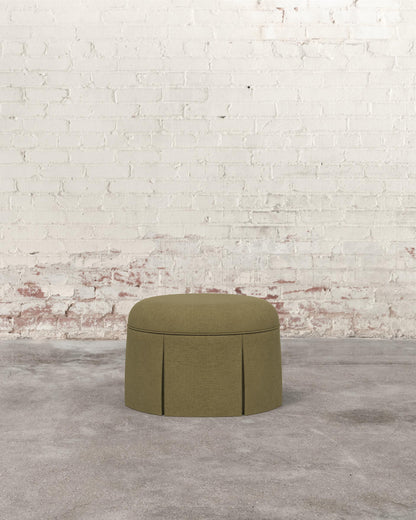 Constance Ottoman in Olive Classic Linen