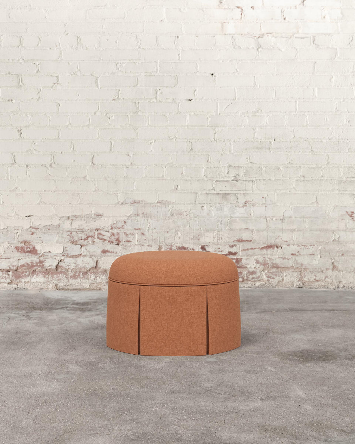 Constance Ottoman in Terracotta Textured Linen