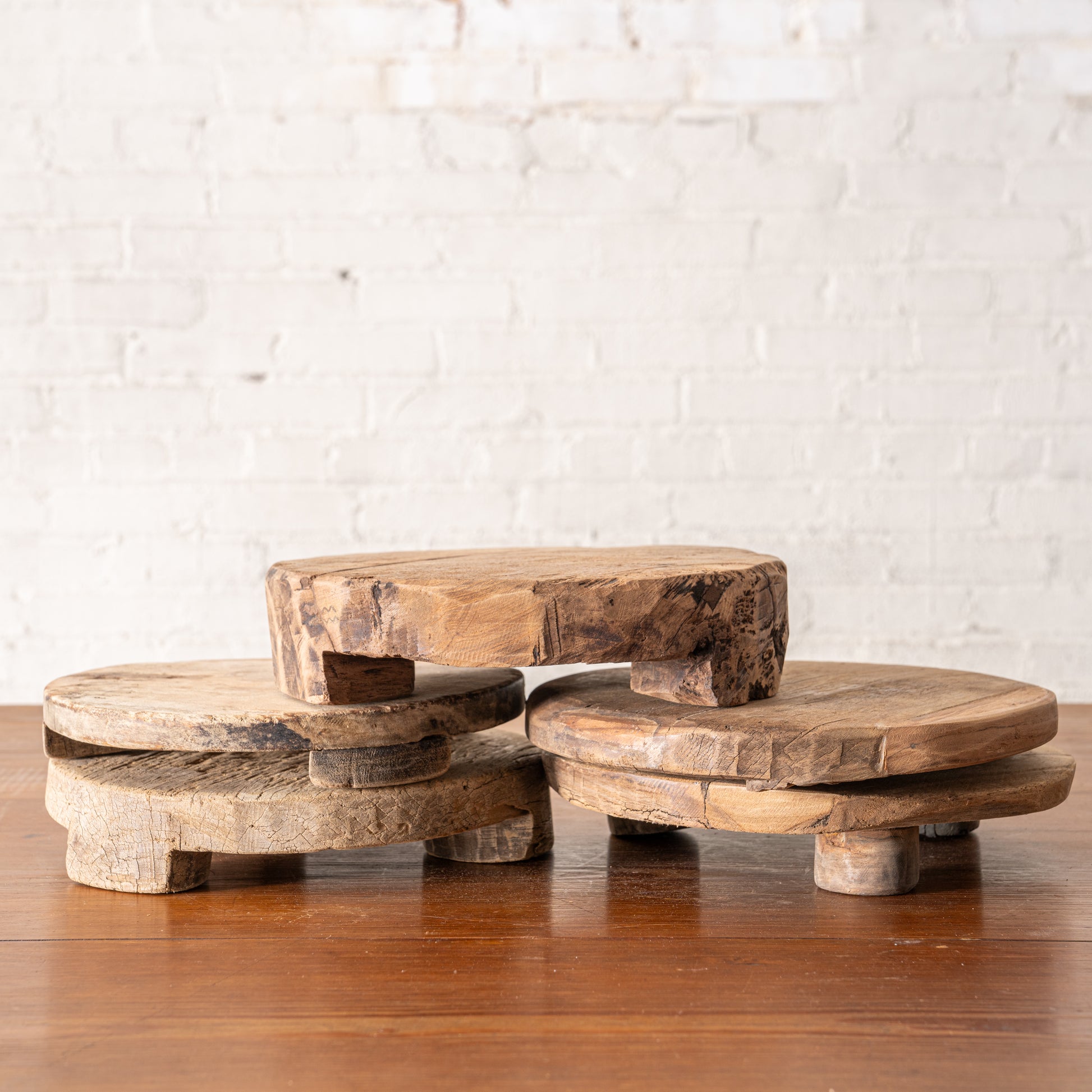 9" Found Wooden Risers shown stacked