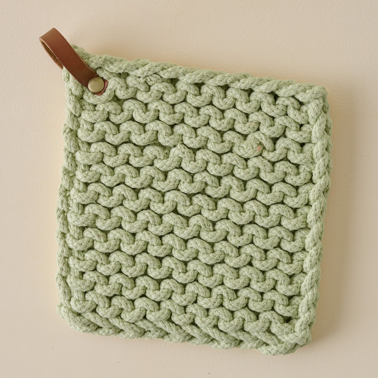 Hand Crocheted Cotton Pot Holder - Green