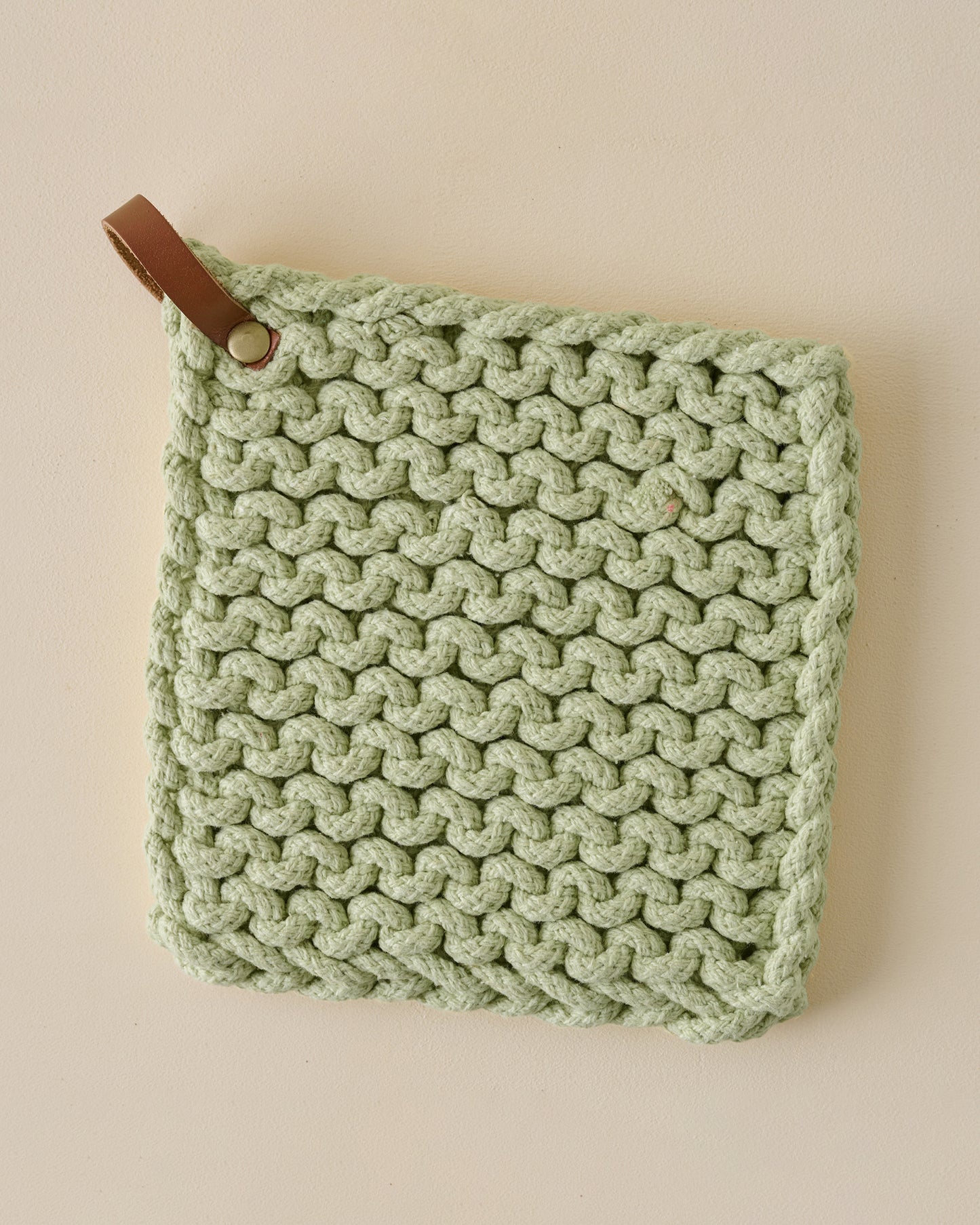 Hand Crocheted Cotton Pot Holder light green