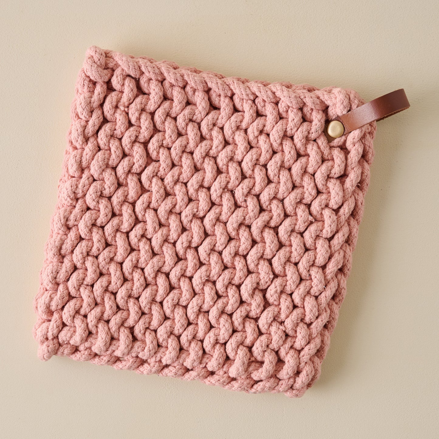 Hand Crocheted Cotton Pot Holder - Pink