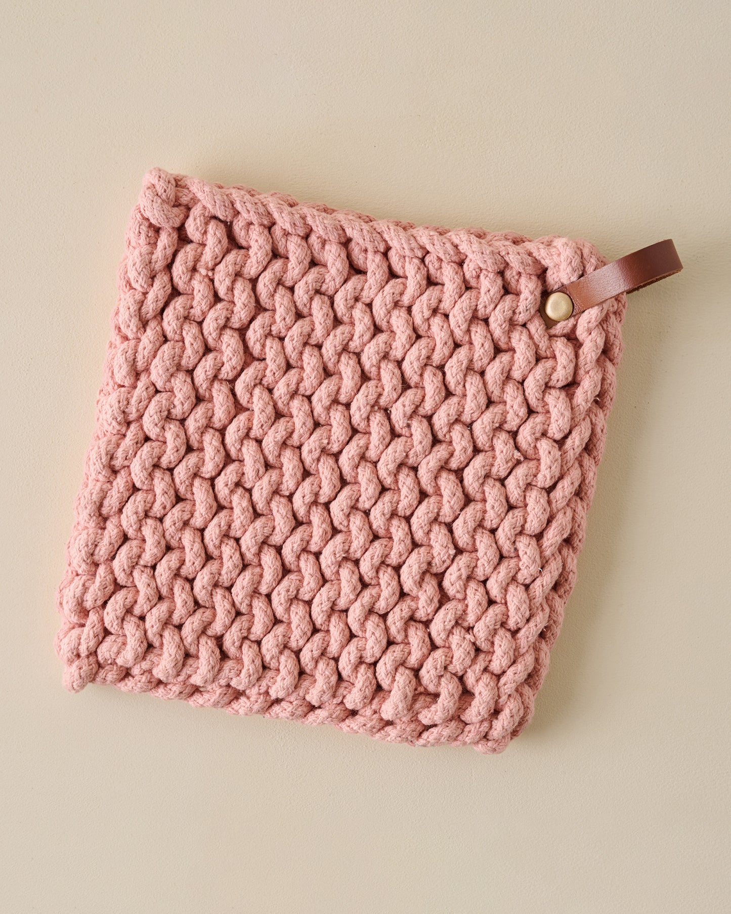 Hand Crocheted Cotton Pot Holder pink