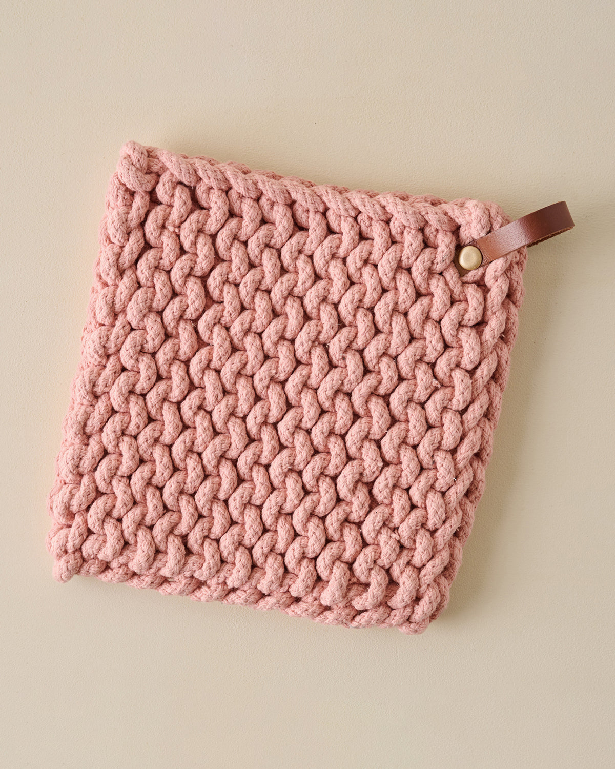 Hand Crocheted Cotton Pot Holder pink