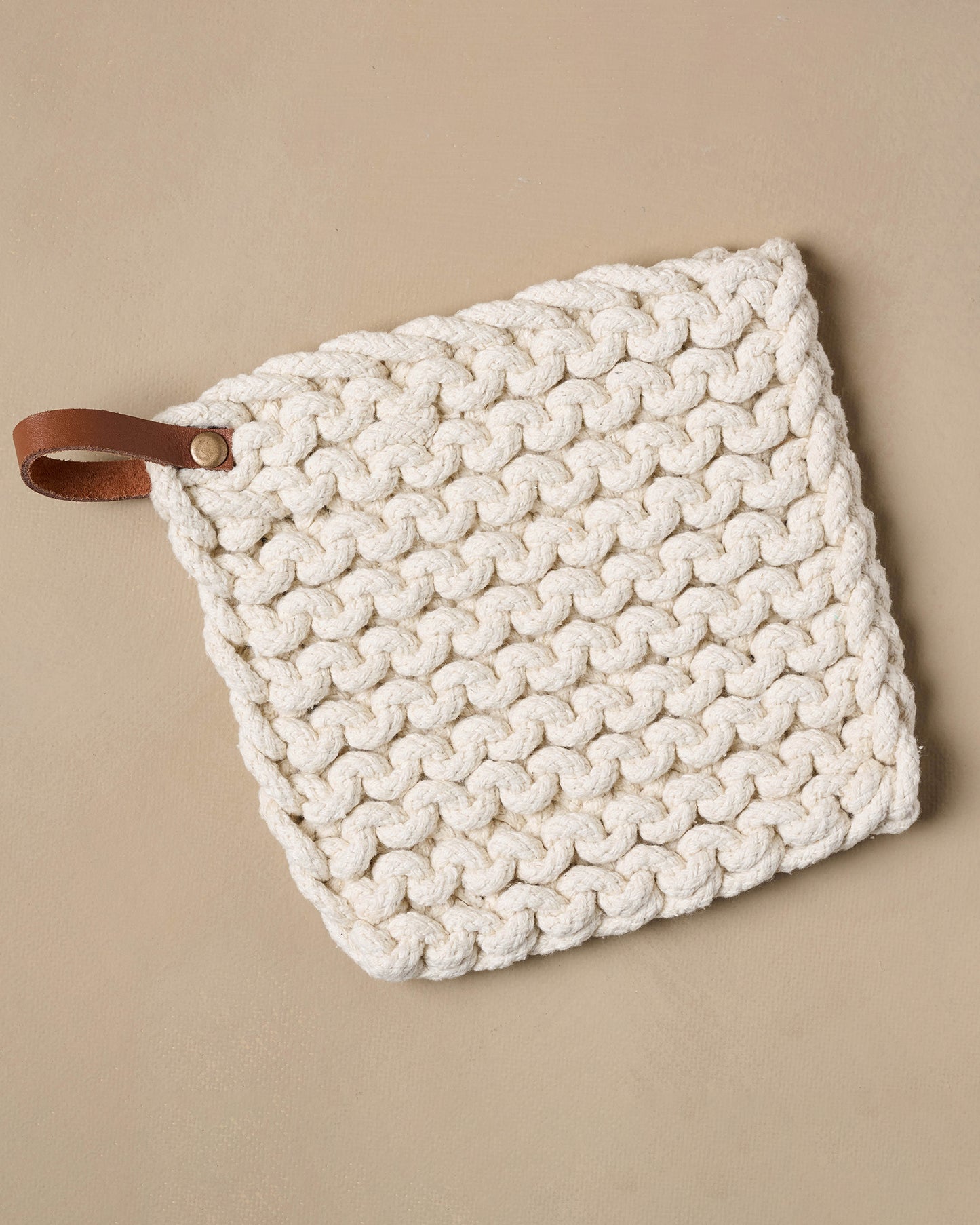 Hand Crocheted Cotton Pot Holder cream