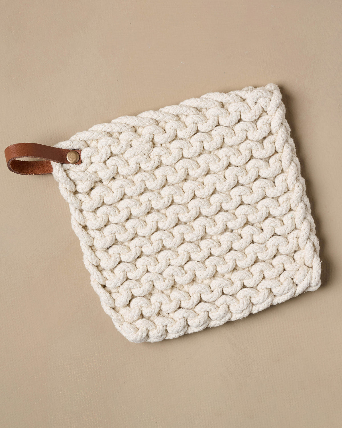 Hand Crocheted Cotton Pot Holder cream