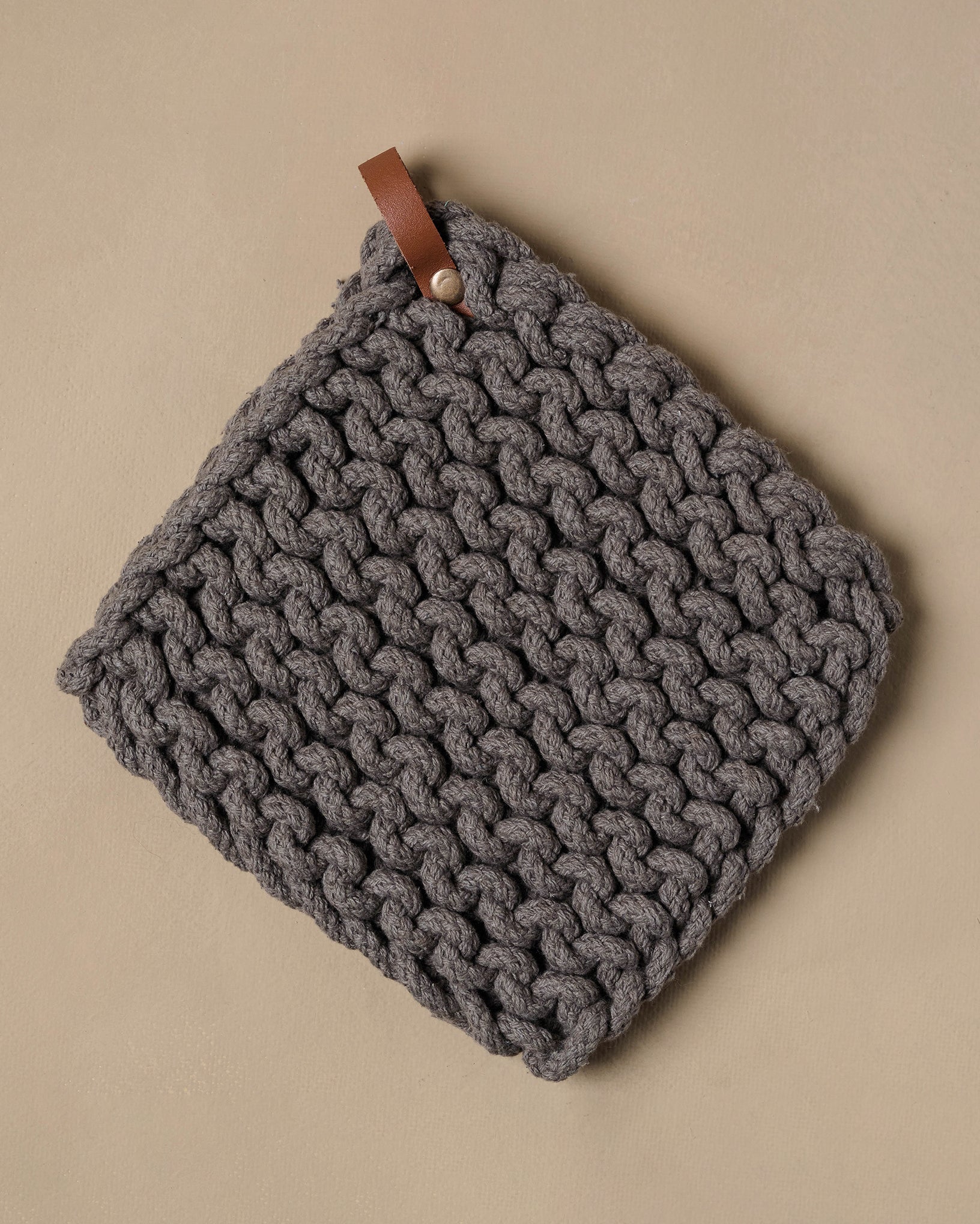 Hand Crocheted Cotton Pot Holder charcoal