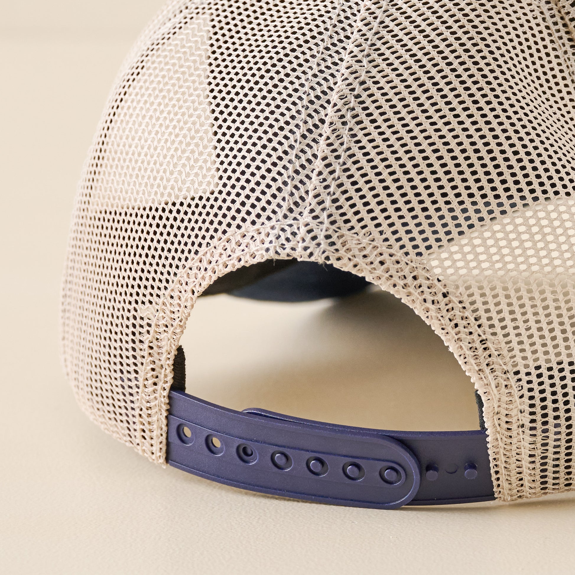 Daggum Navy and Cream Mesh Hat snapback closure