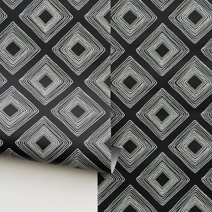 Diamond Sketch Wallpaper white on black