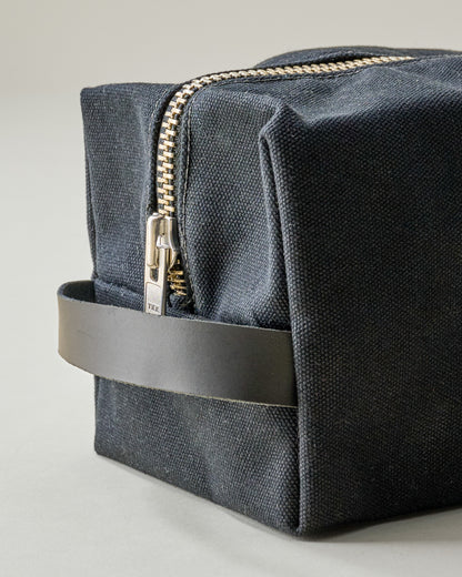 Black Canvas with Black Leather Dopp Kit