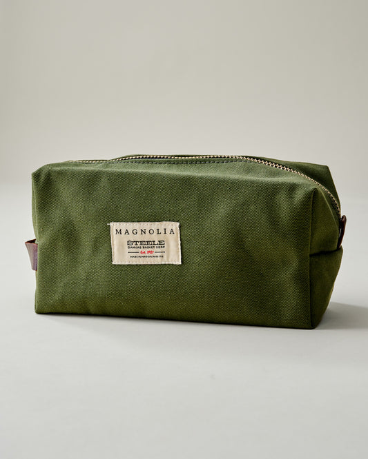 Olive Canvas with Brown Leather Dopp Kit