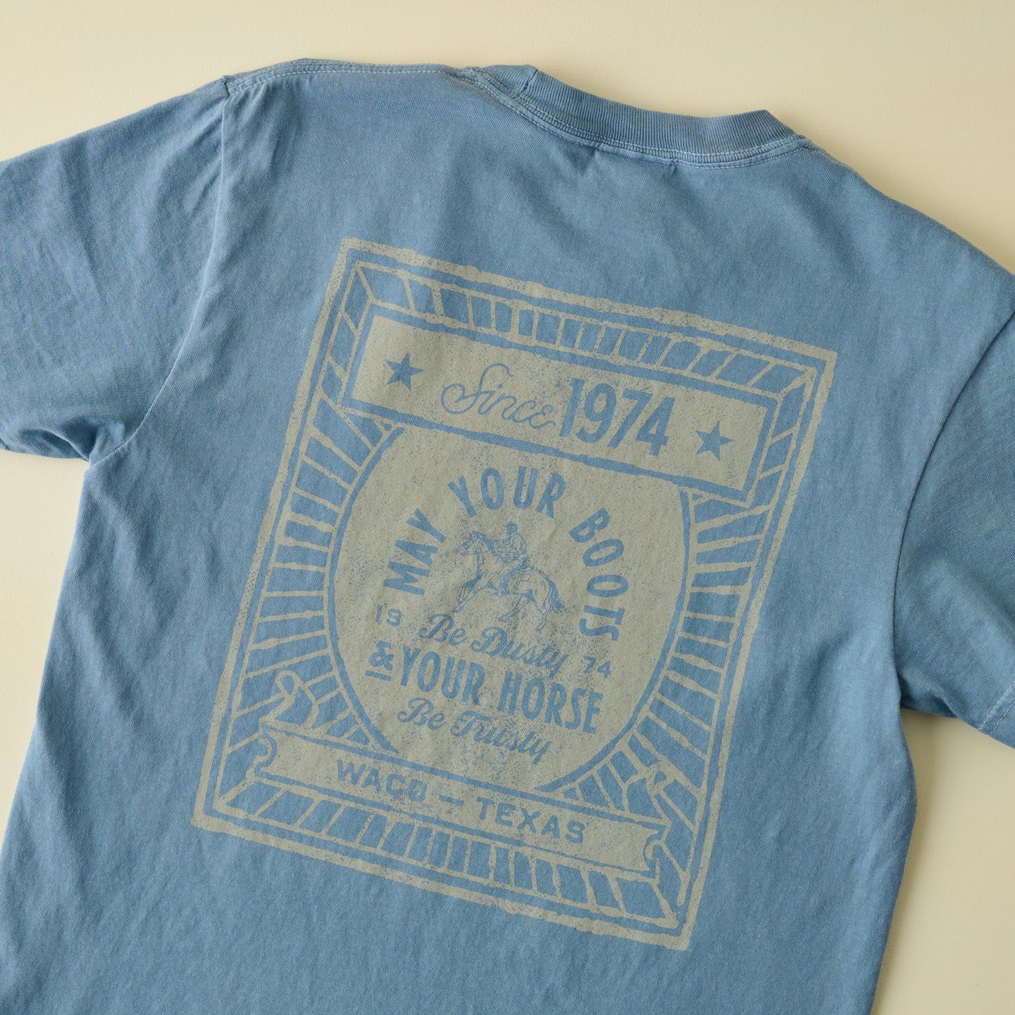 Dusty Boots Ice Blue Short Sleeve Shirt back view