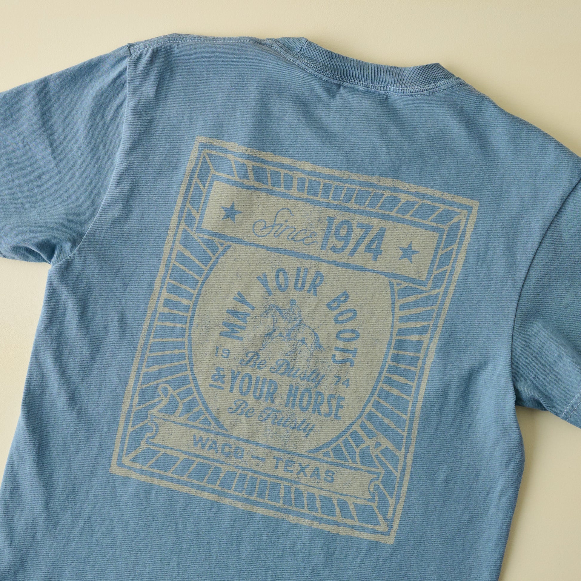 Dusty Boots Ice Blue Short Sleeve Shirt back view