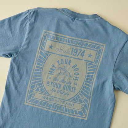 Dusty Boots Ice Blue Short Sleeve Shirt back view