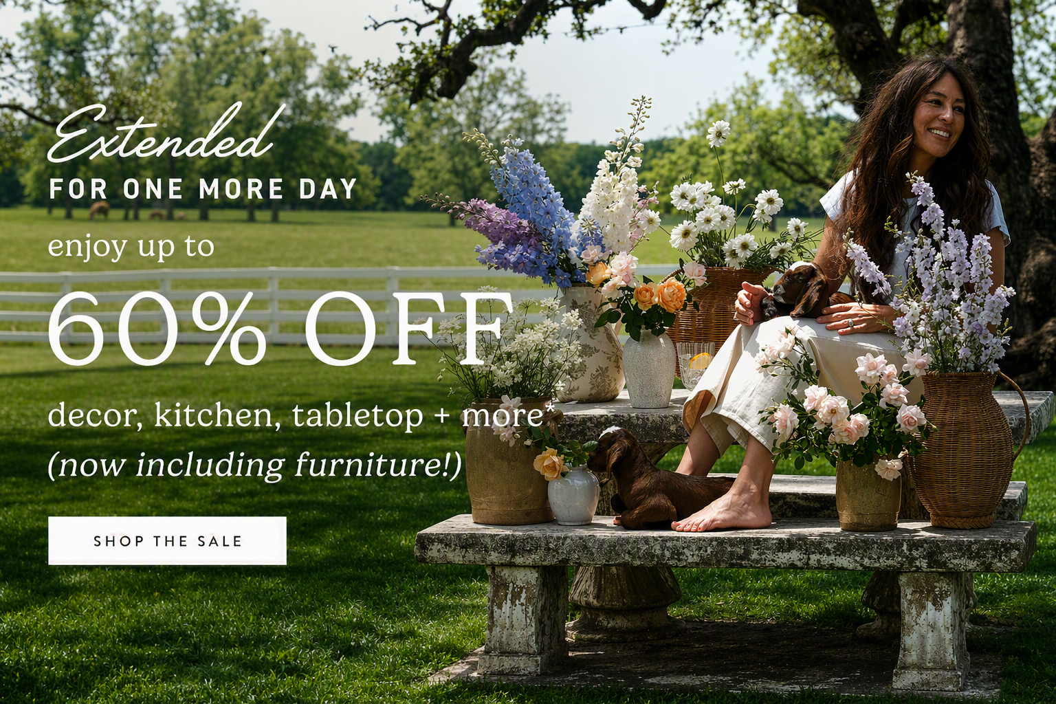Extended for one more day. enjoy up to 60% off decor, kitchen tabletop and more. now including furniture.  shop the sale.