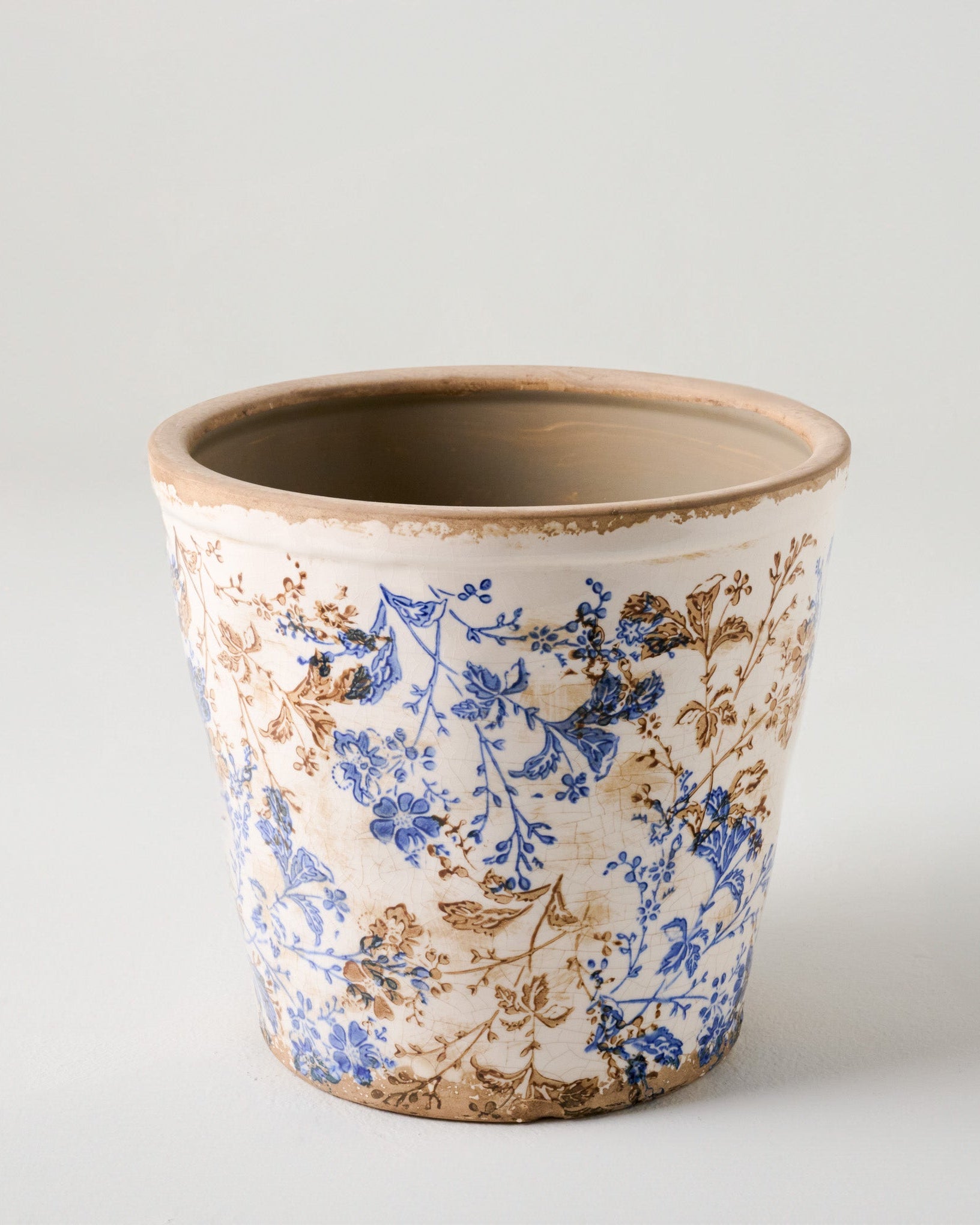 plant pot blue and white Blue and White Distressed Planter