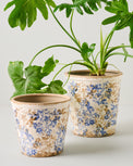 Blue and White Distressed Planters