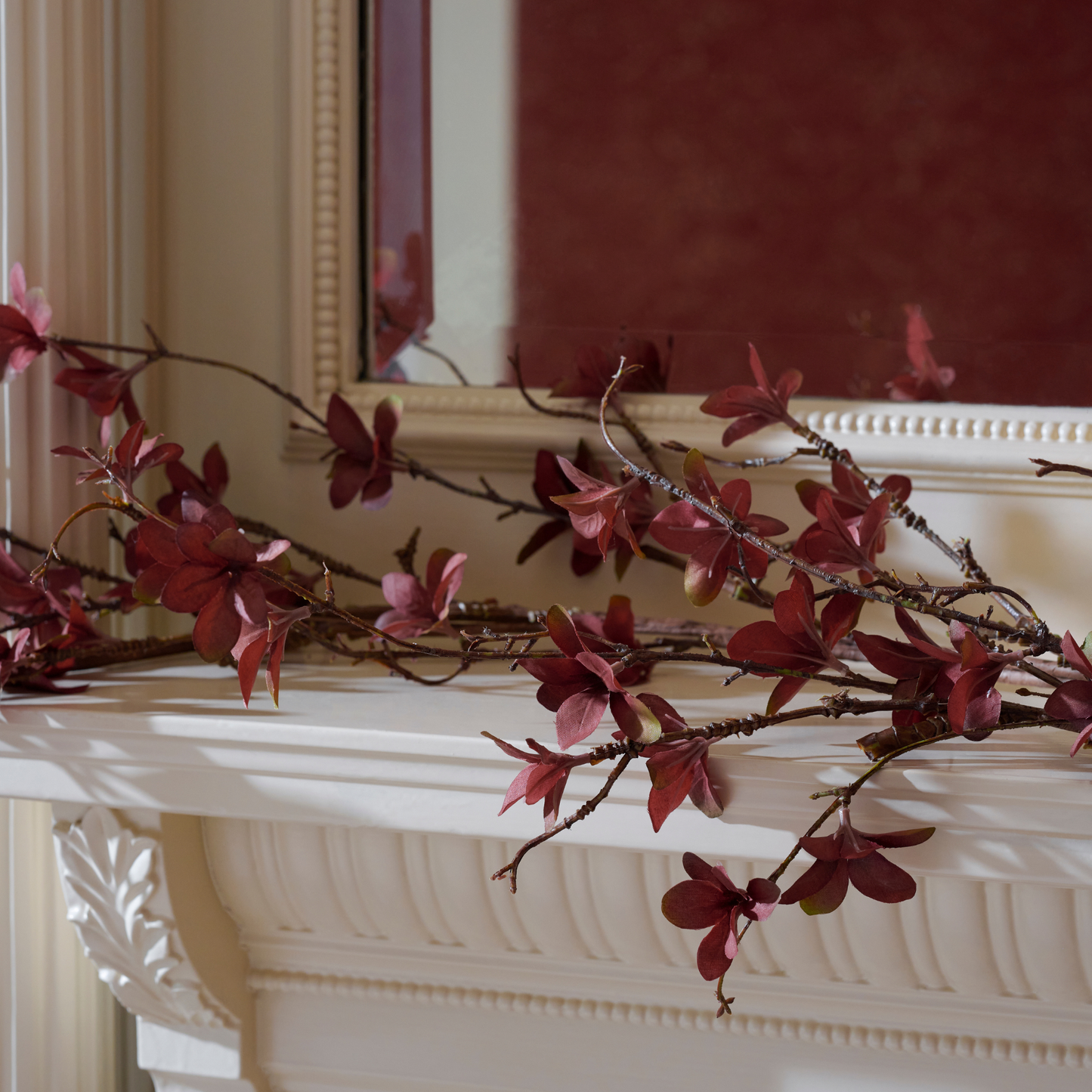 Magnolia Bloom Garland on mantle
