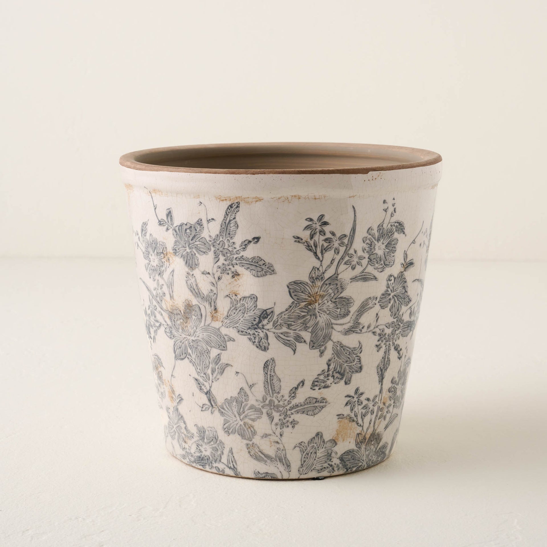 grey and white plant pot Grey and White Distressed Planter – Magnolia