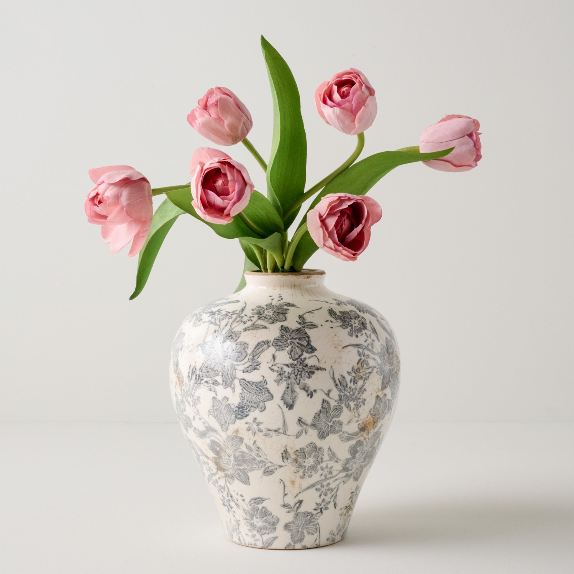 Pink Real Touch Tulip Bundle shown in vase