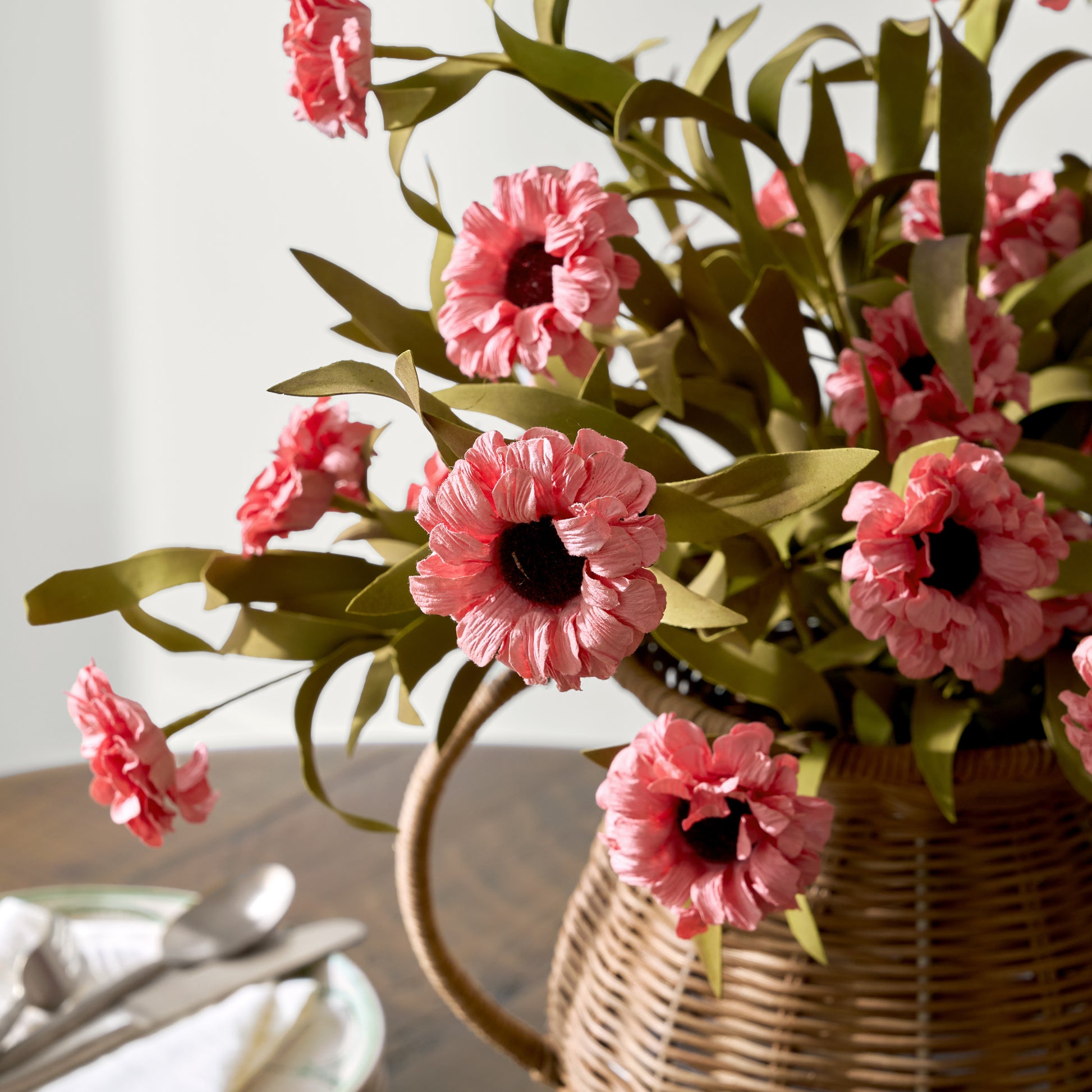 Pink Wildflower Bush shown in vase up close