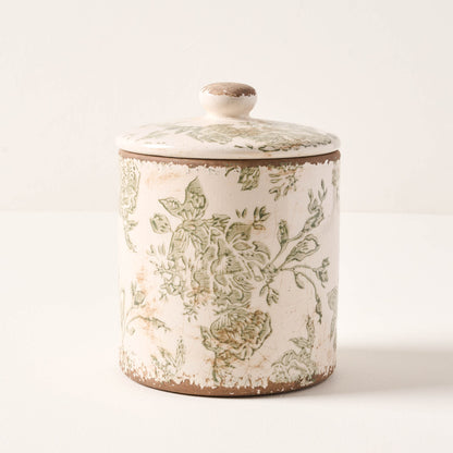 Green and White Distressed Canister large