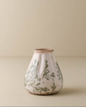  small sized Fluted Green and White floral Distressed bud Vase
